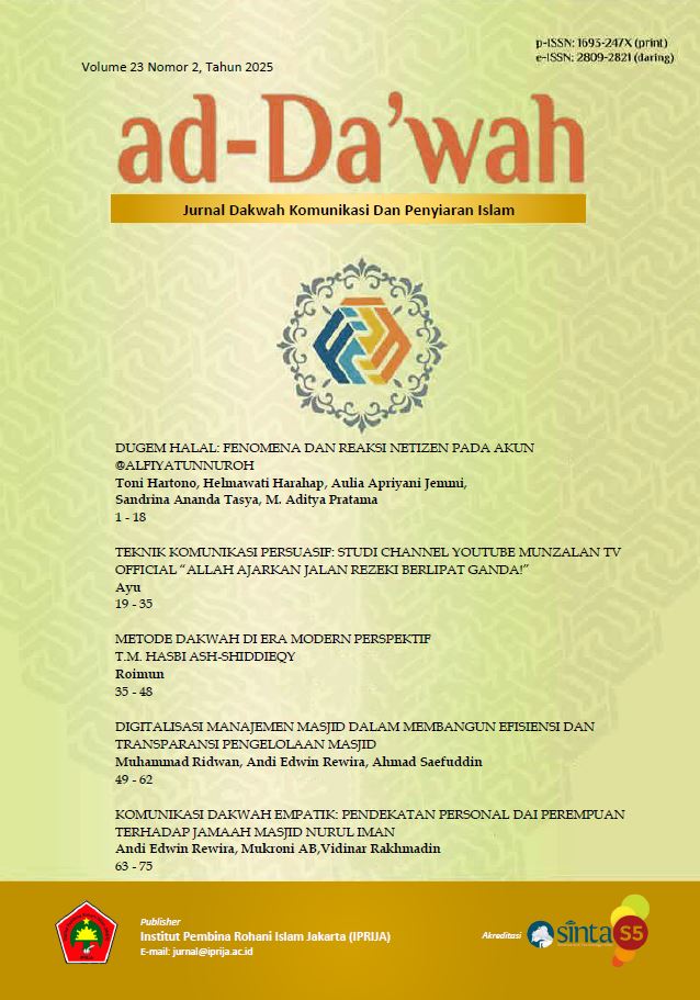Lihat Vol 23 No 2 (2025): Dakwah, Komunikasi dan Penyiaran Islam